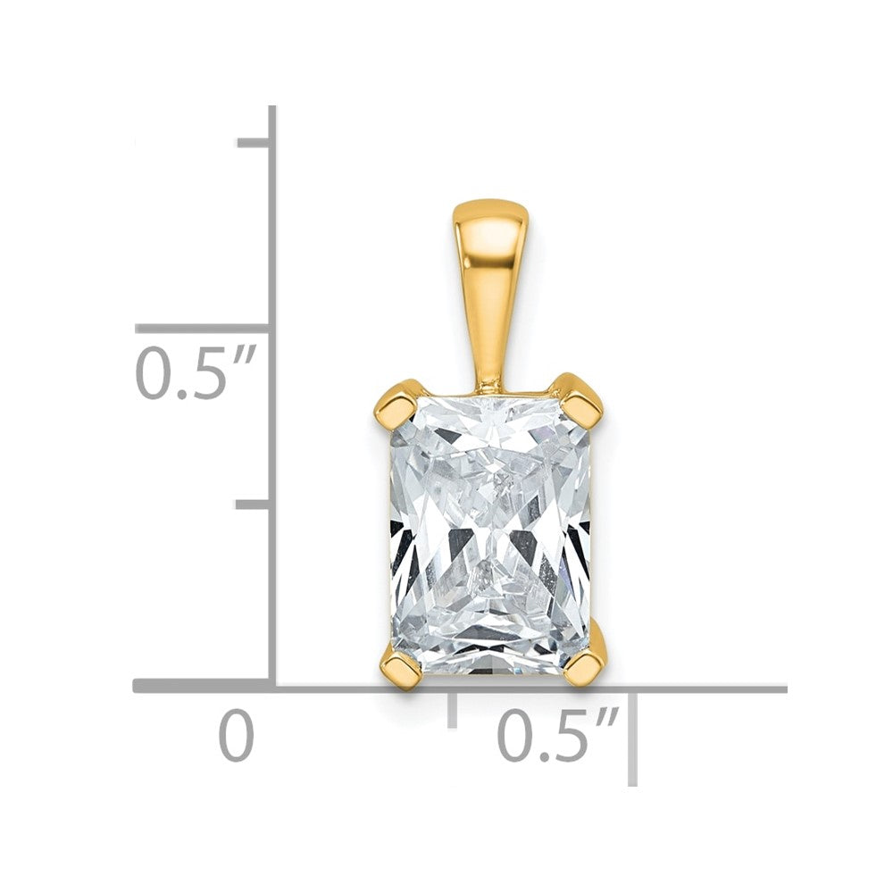 14k 2 1/2 carat Lab Grown Diamond VS/SI+ G+ Radiant Complete Four Prong Pendant