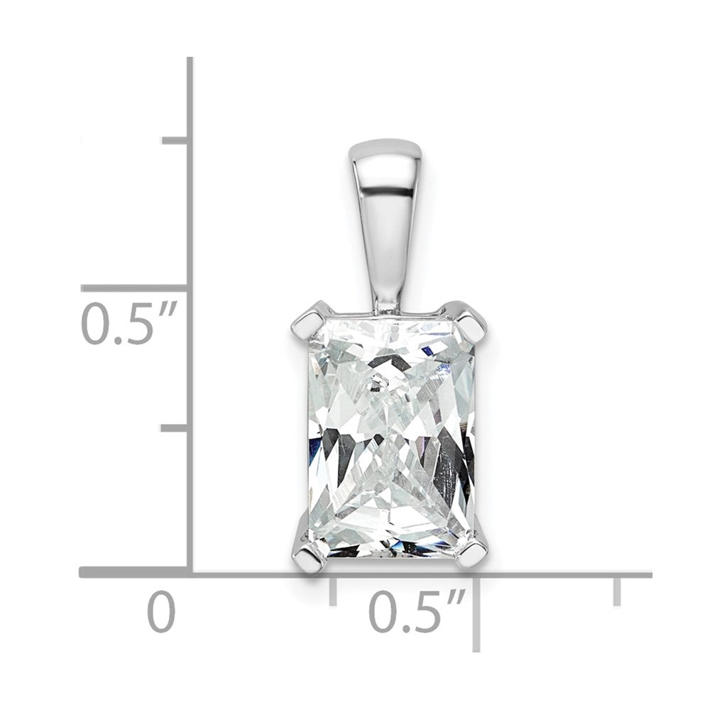 14k White Gold 3 carat Lab Grown Diamond VS/SI+ G+ Radiant Complete Four Prong Pendant