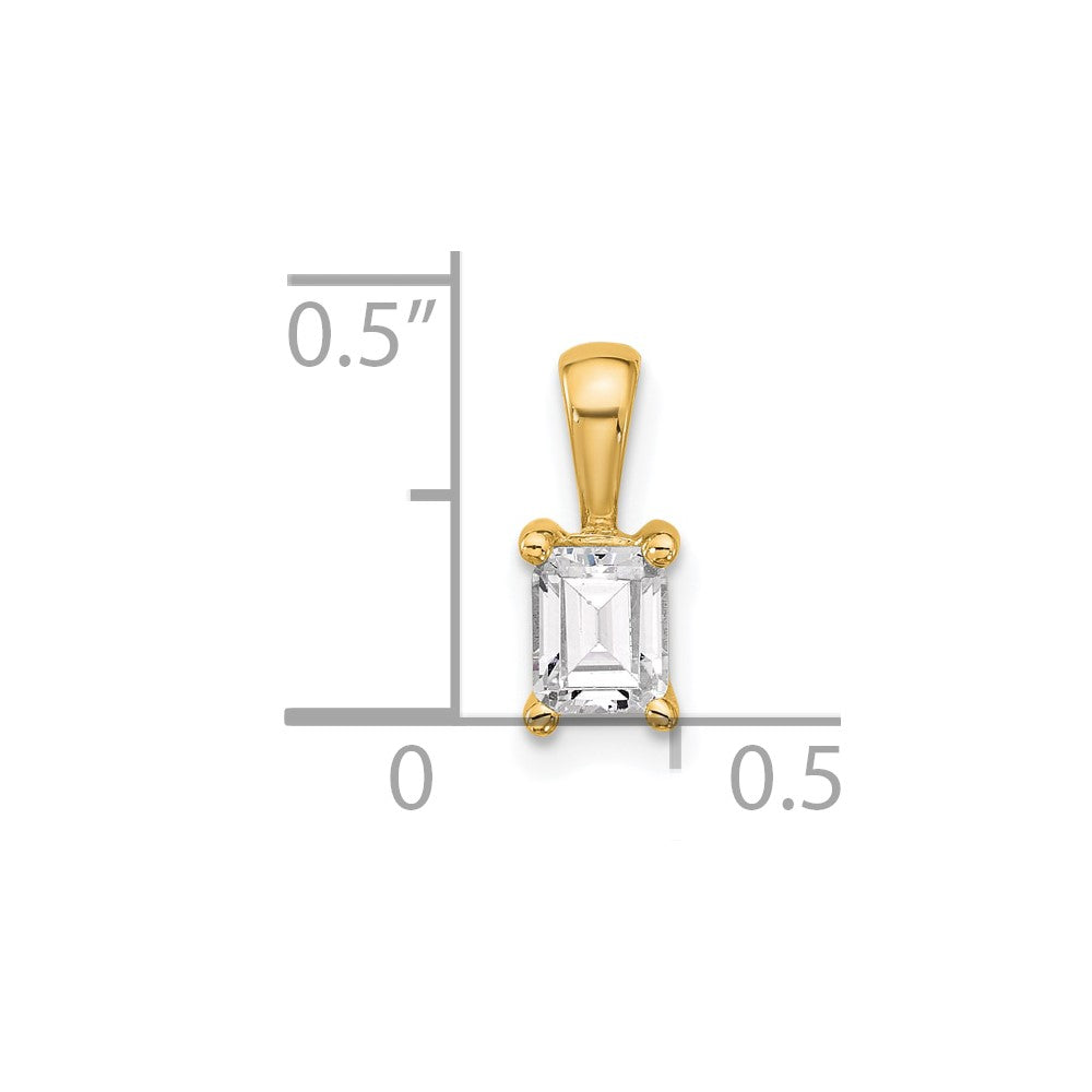 14k 1/2 carat Lab Grown Diamond VS/SI+ G+ Emerald Complete Four Prong Pendant
