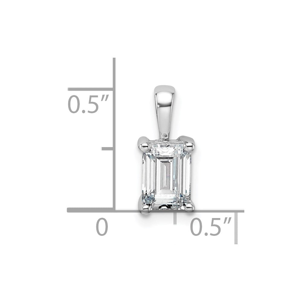 14k White Gold 1 carat Lab Grown Diamond VS+ F+ Emerald Complete Four Prong Pendant