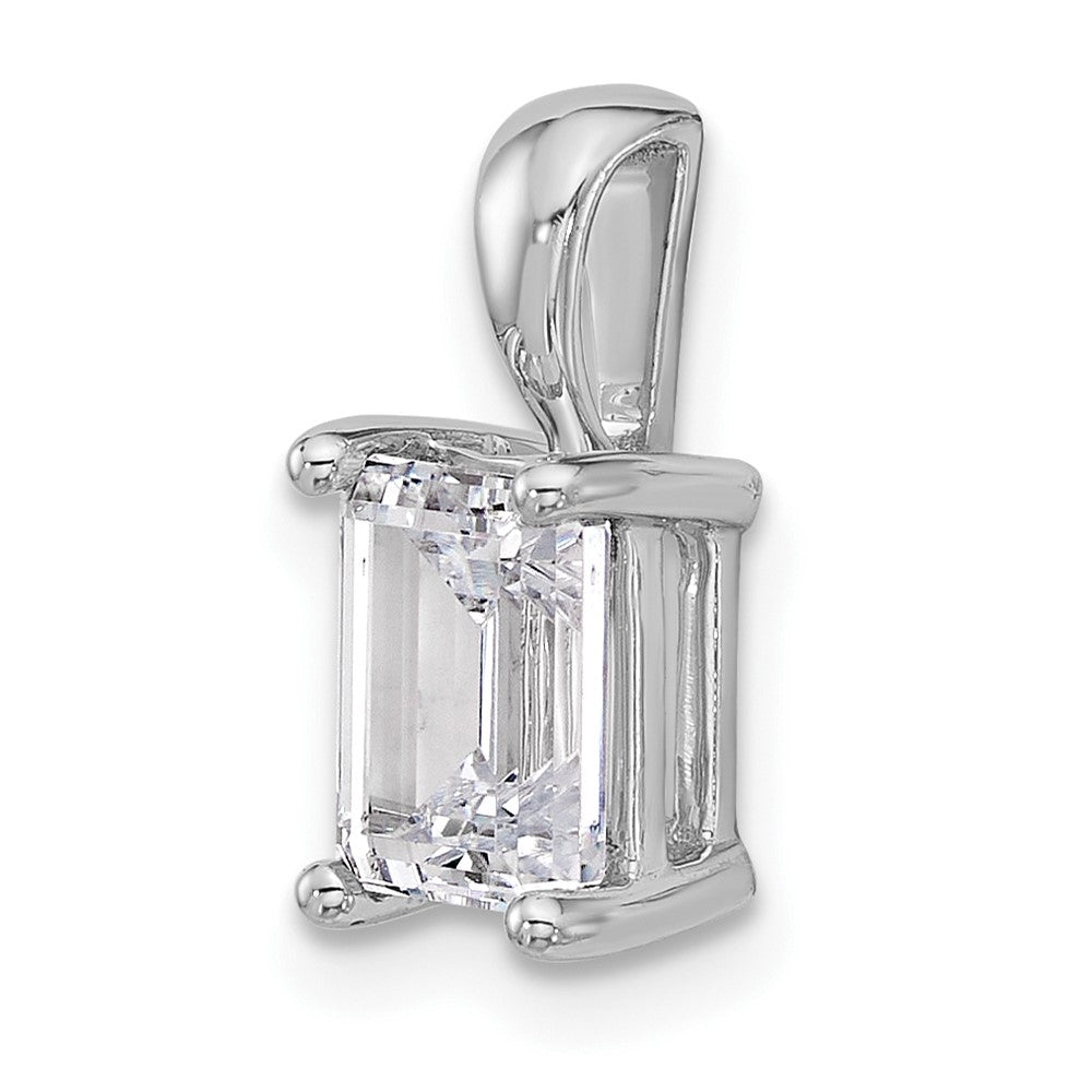 14k White Gold 1 1/2 carat Lab Grown Diamond VS/SI+ G+ Emerald Complete Four Prong Pendant