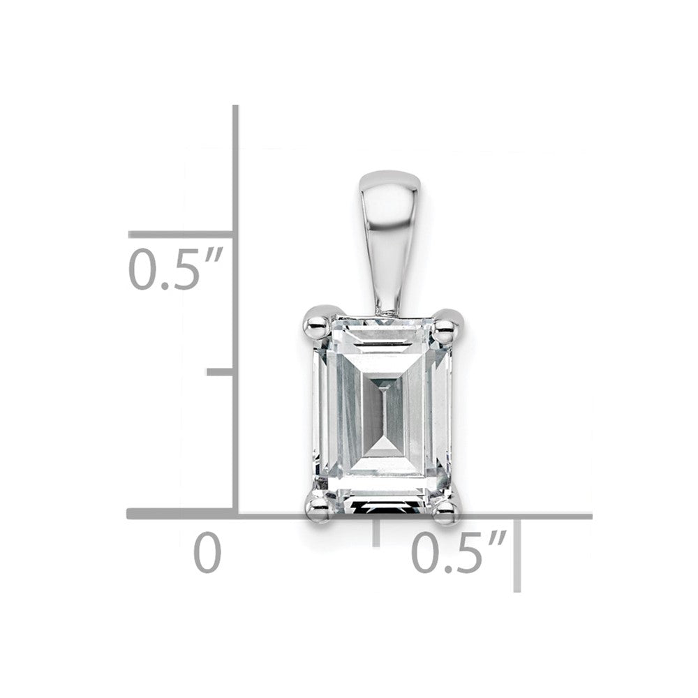 14k White Gold 2 carat Lab Grown Diamond VS/SI+ G+ Emerald Complete Four Prong Pendant