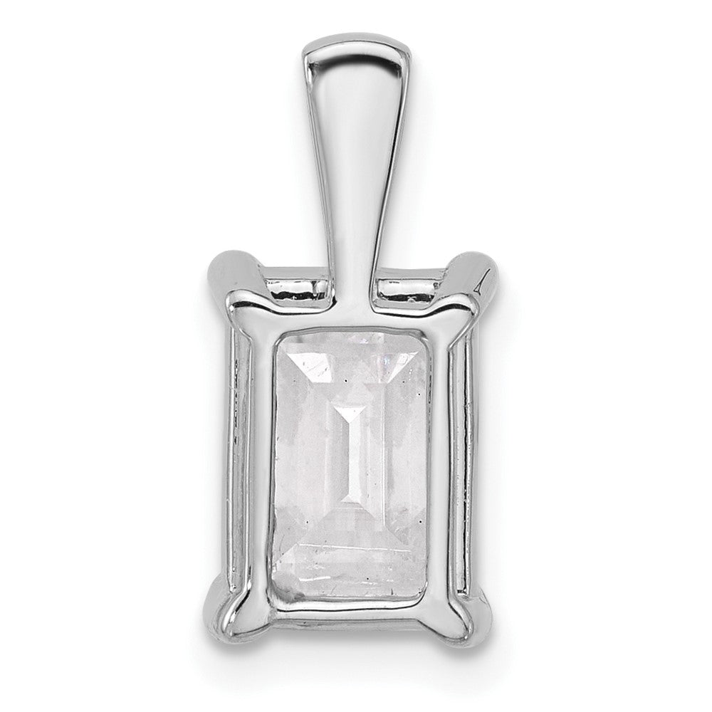 14k White Gold 3 carat Certified Lab Grown Diamond VS+ F+ Emerald Complete Four Prong Pendant
