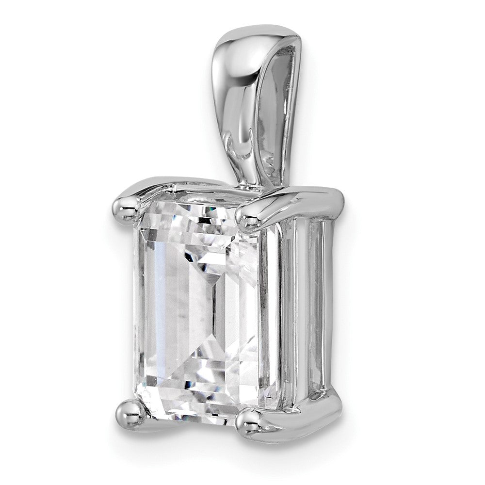 14k White Gold 3 carat Certified Lab Grown Diamond VS+ F+ Emerald Complete Four Prong Pendant