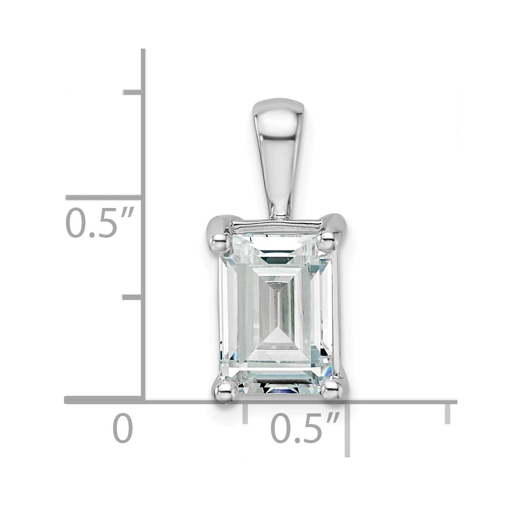 14k White Gold 3 carat Certified Lab Grown Diamond VS+ F+ Emerald Complete Four Prong Pendant