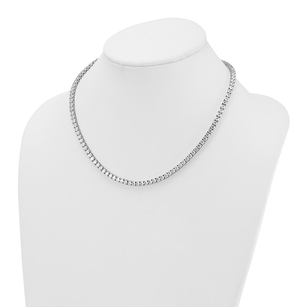 14k White Gold 18 carat Lab Grown Diamond VS+ F+ Complete Round 18 inch Straight Tennis Necklace