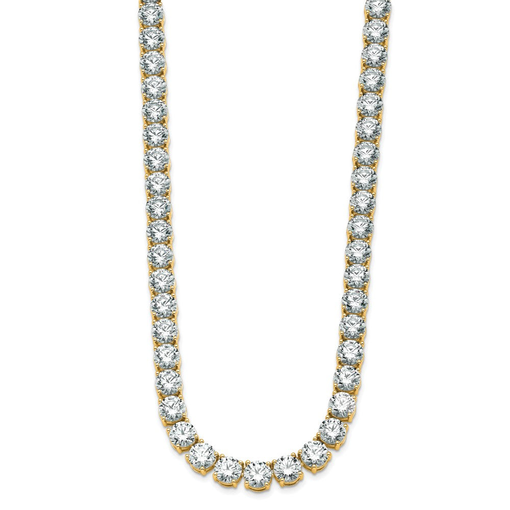 14k 74 carat Lab Grown Diamond VS+ F+ Complete Round 20 inch Straight Tennis Necklace