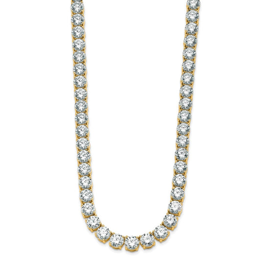 14k 74 carat Lab Grown Diamond VS+ F+ Complete Round 20 inch Straight Tennis Necklace