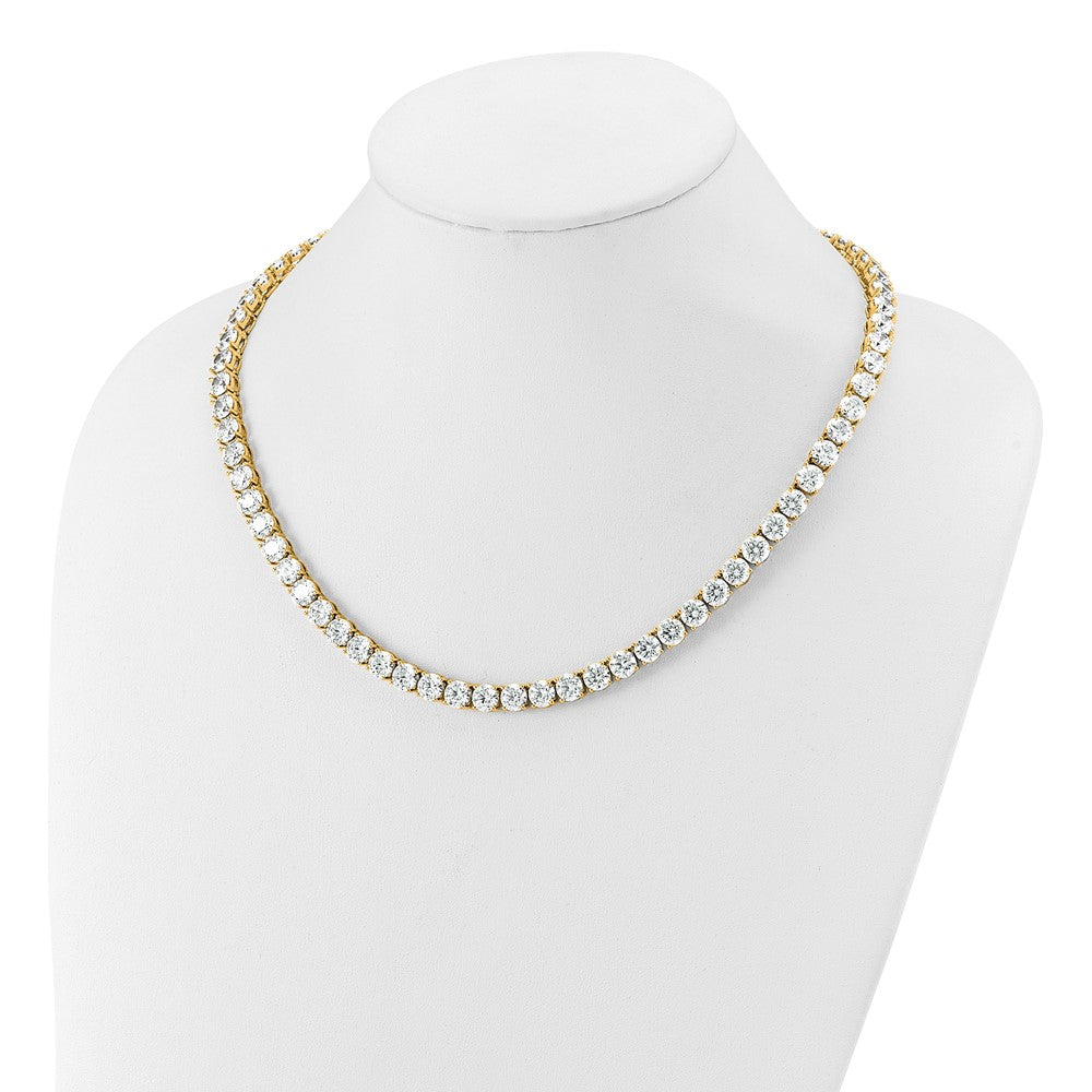 14k 74 carat Lab Grown Diamond VS+ F+ Complete Round 20 inch Straight Tennis Necklace