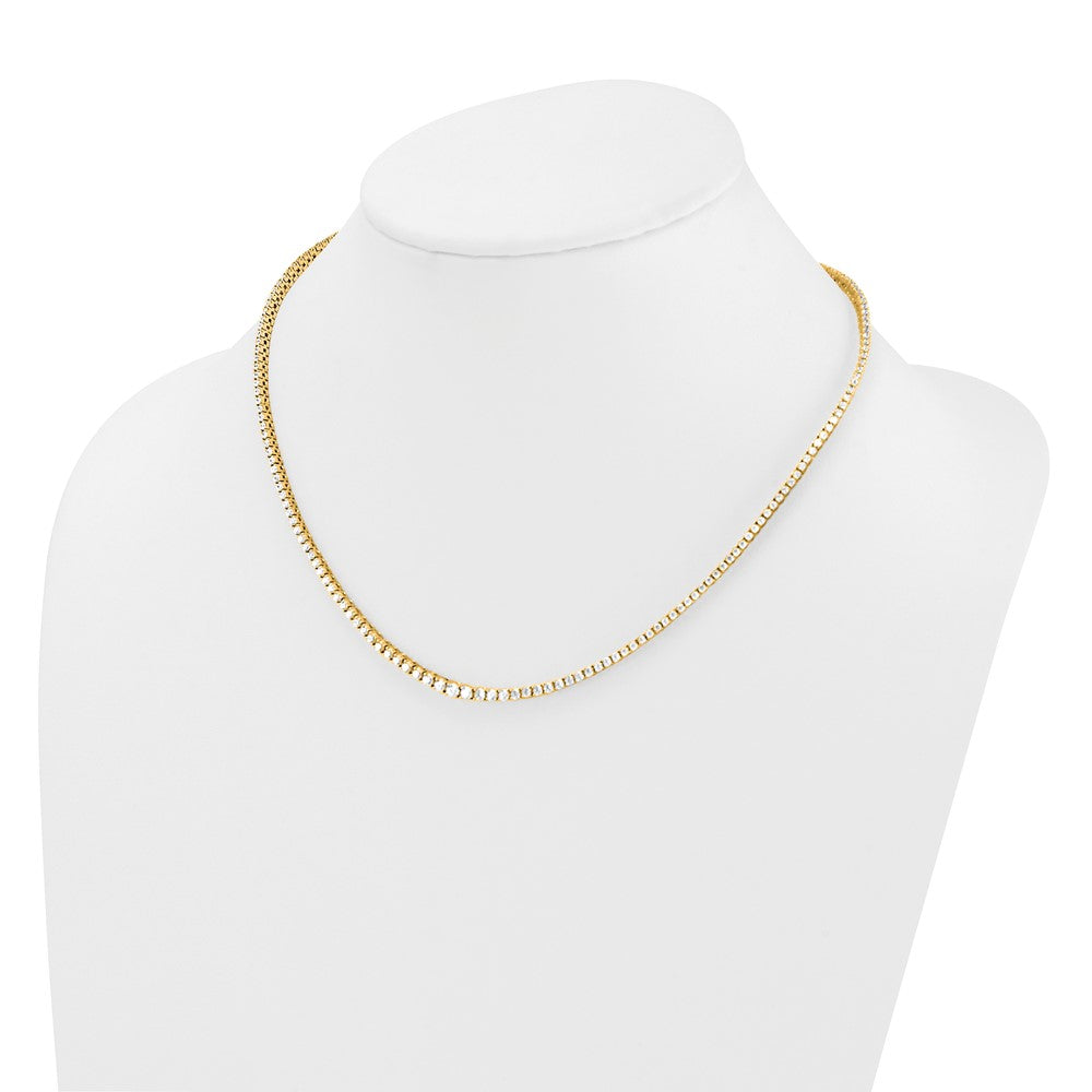 14k 5 3/8 carat Lab Grown Diamond VS/SI+ G+ Complete Round 18 inch Graduated Tennis Necklace