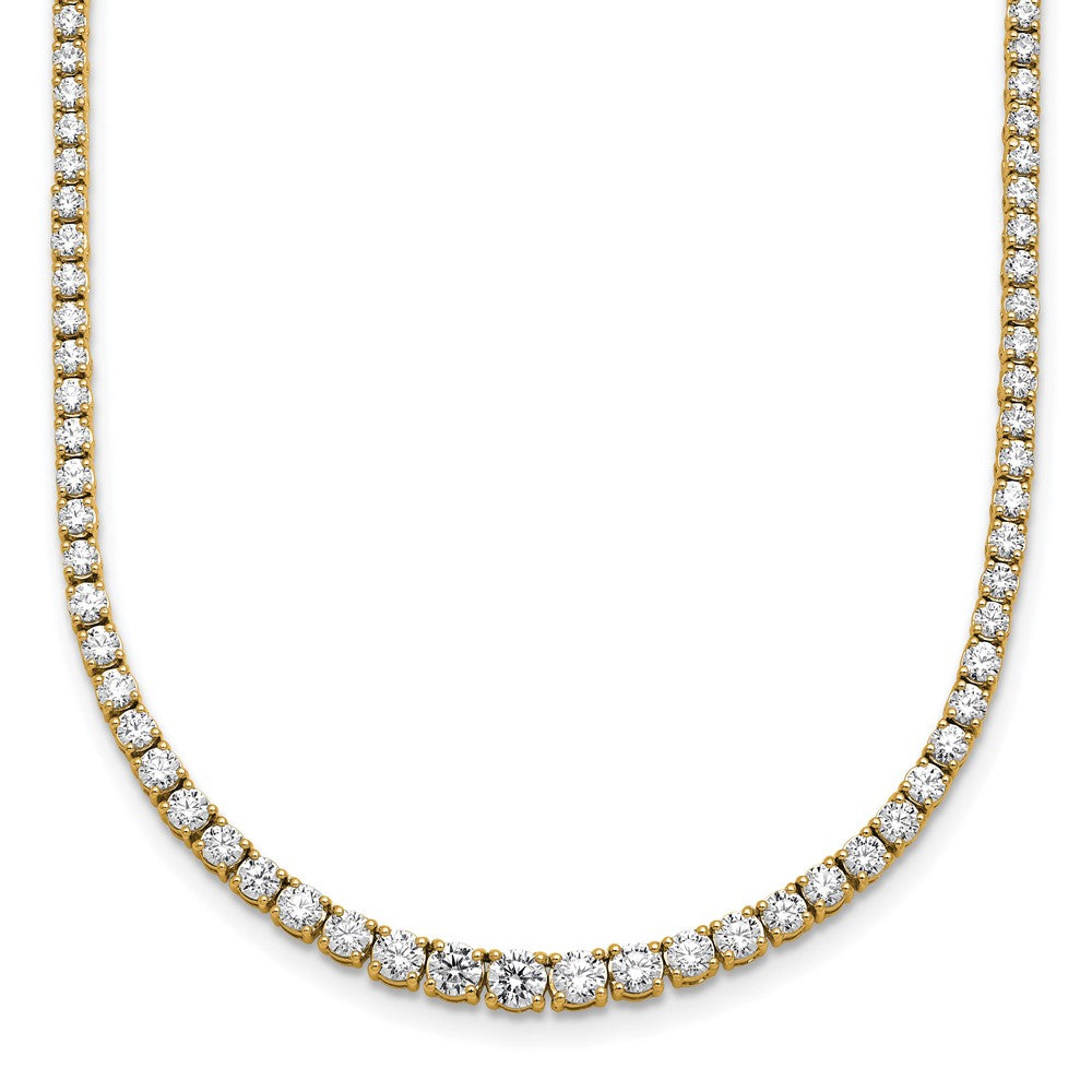 14k 5 3/8 carat Lab Grown Diamond VS/SI+ G+ Complete Round 18 inch Graduated Tennis Necklace