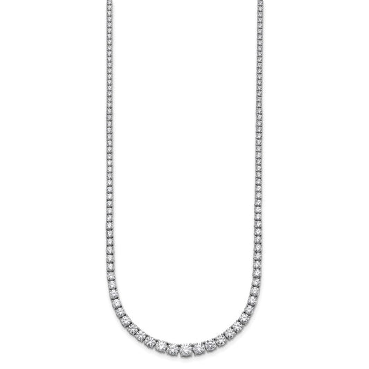 14k White Gold 9 7/8 carat Lab Grown Diamond VS/SI+ G+ Complete Round 18 inch Graduated Tennis Necklace