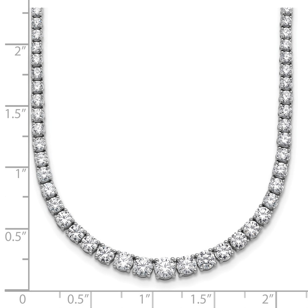 14k White Gold 9 7/8 carat Lab Grown Diamond VS/SI+ G+ Complete Round 18 inch Graduated Tennis Necklace