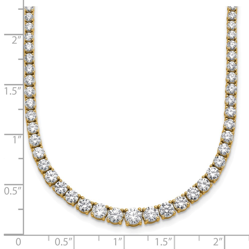 14k 9 7/8 carat Lab Grown Diamond VS+ F+ Complete Round 18 inch Graduated Tennis Necklace