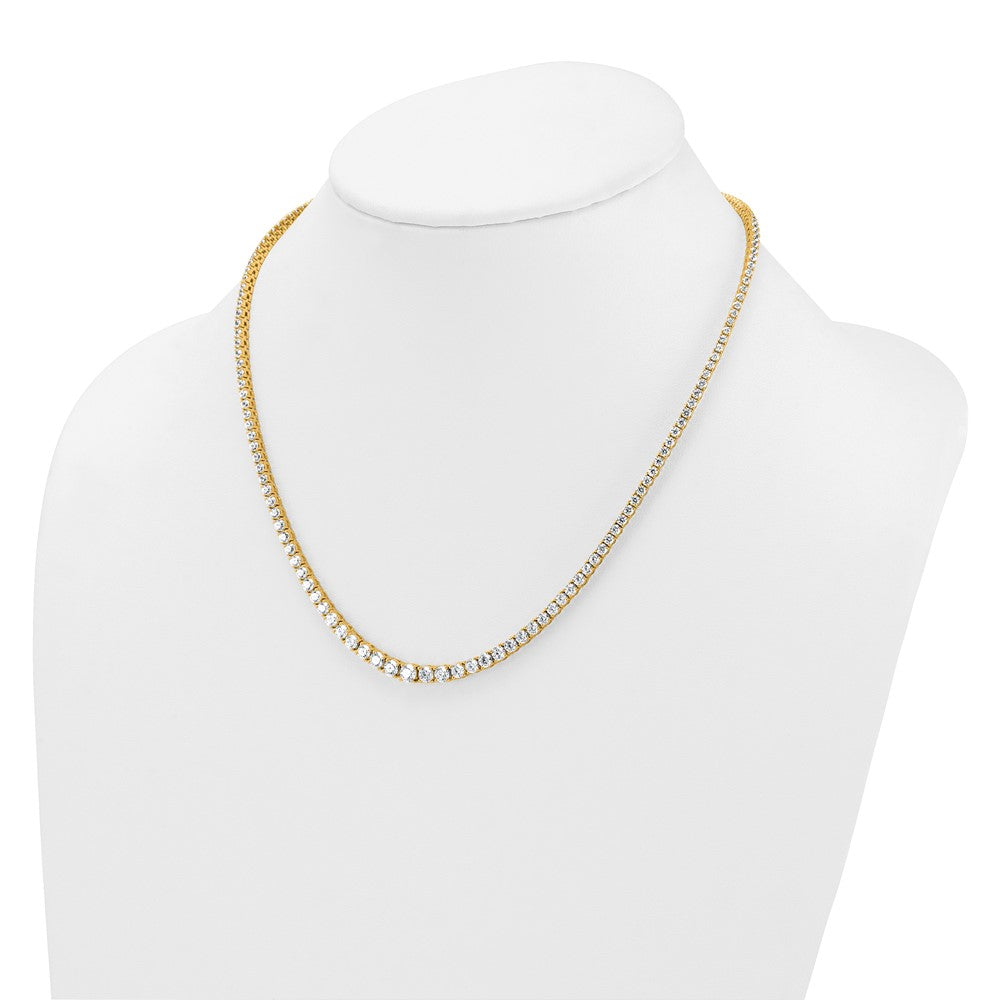 14k 9 7/8 carat Lab Grown Diamond VS+ F+ Complete Round 18 inch Graduated Tennis Necklace