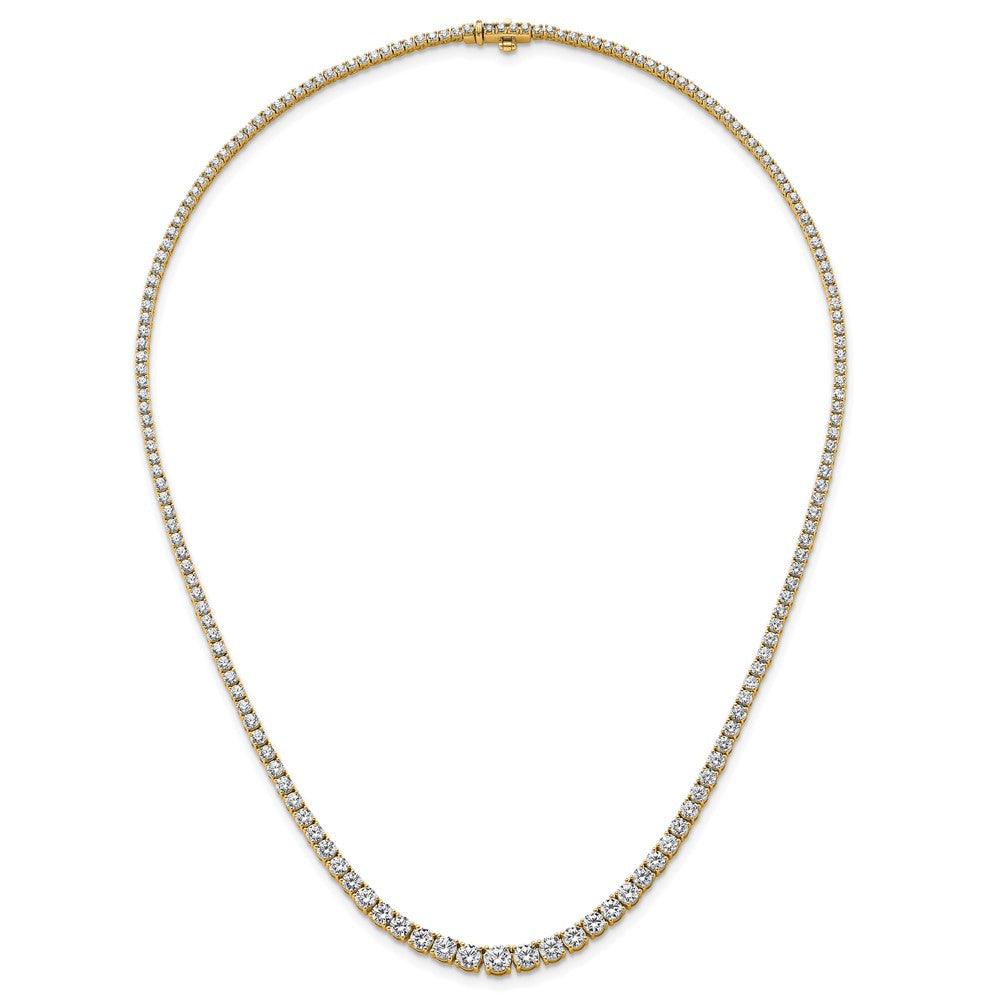 14k 9 7/8 carat Lab Grown Diamond VS+ F+ Complete Round 18 inch Graduated Tennis Necklace