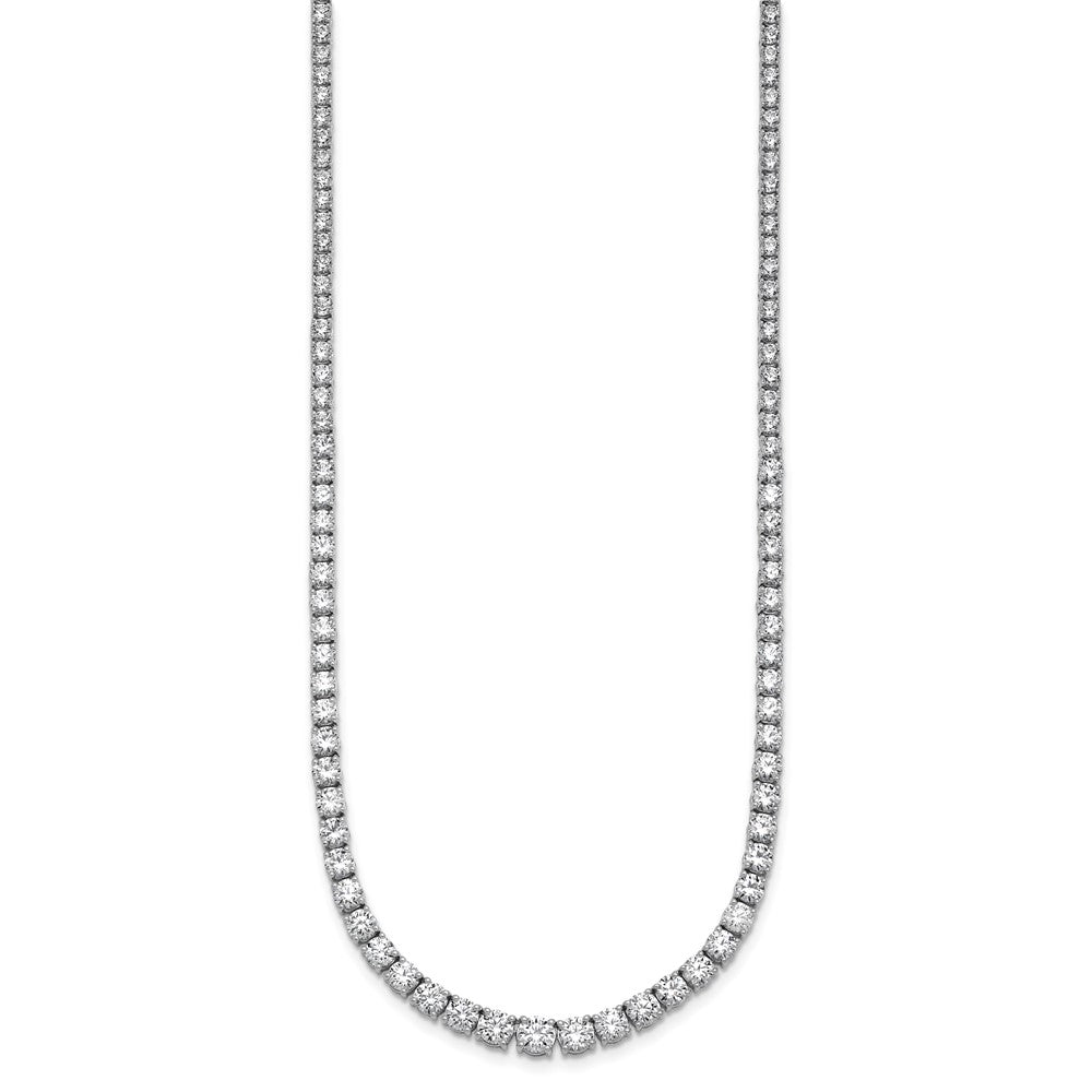 14k White Gold 14 1/2 carat Lab Grown Diamond VS/SI+ G+ Complete Round 18 inch Graduated Tennis Necklace
