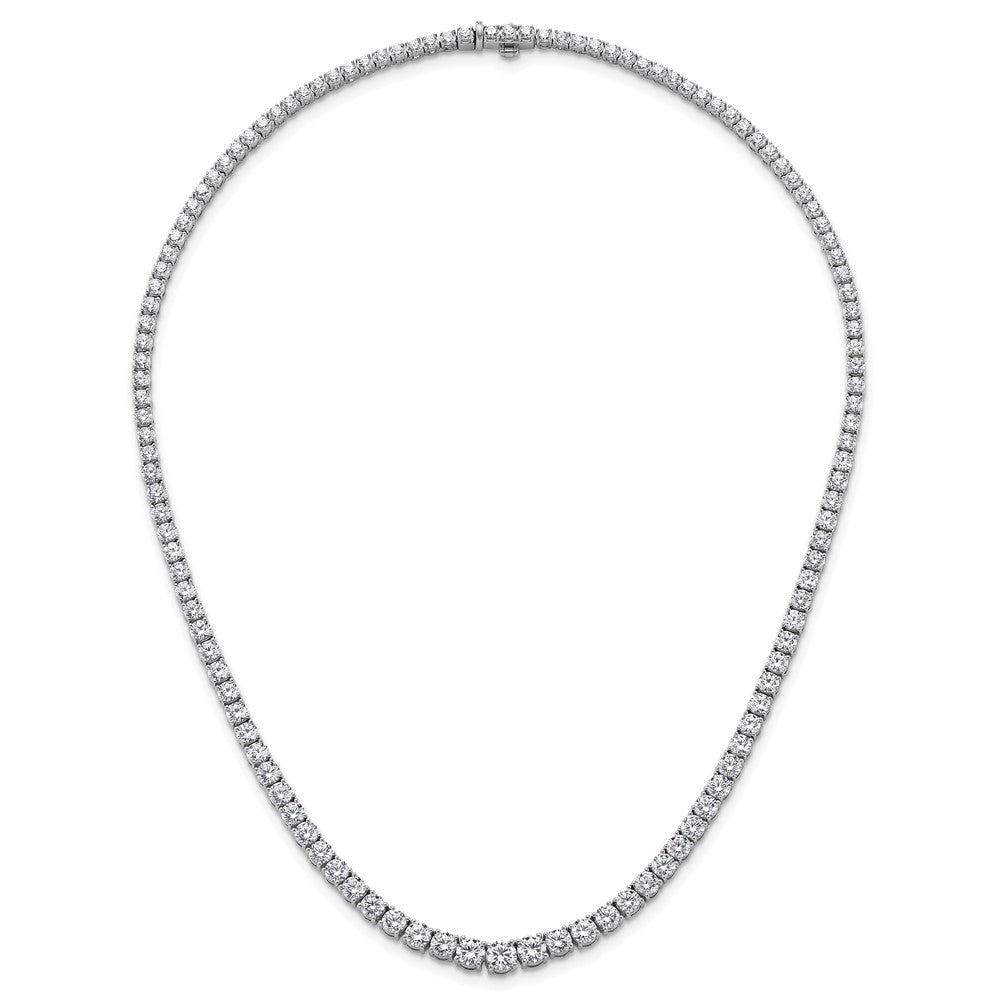 14k White Gold 18 7/8 carat Lab Grown Diamond VS+ F+ Complete Round 18 inch Graduated Tennis Necklace