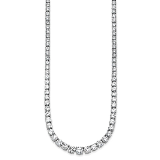 14k White Gold 28 1/2 carat Lab Grown Diamond VS/SI+ G+ Complete Round 18 inch Graduated Tennis Necklace