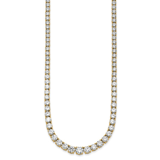 14k 28 1/2 carat Lab Grown Diamond VS/SI+ G+ Complete Round 18 inch Graduated Tennis Necklace