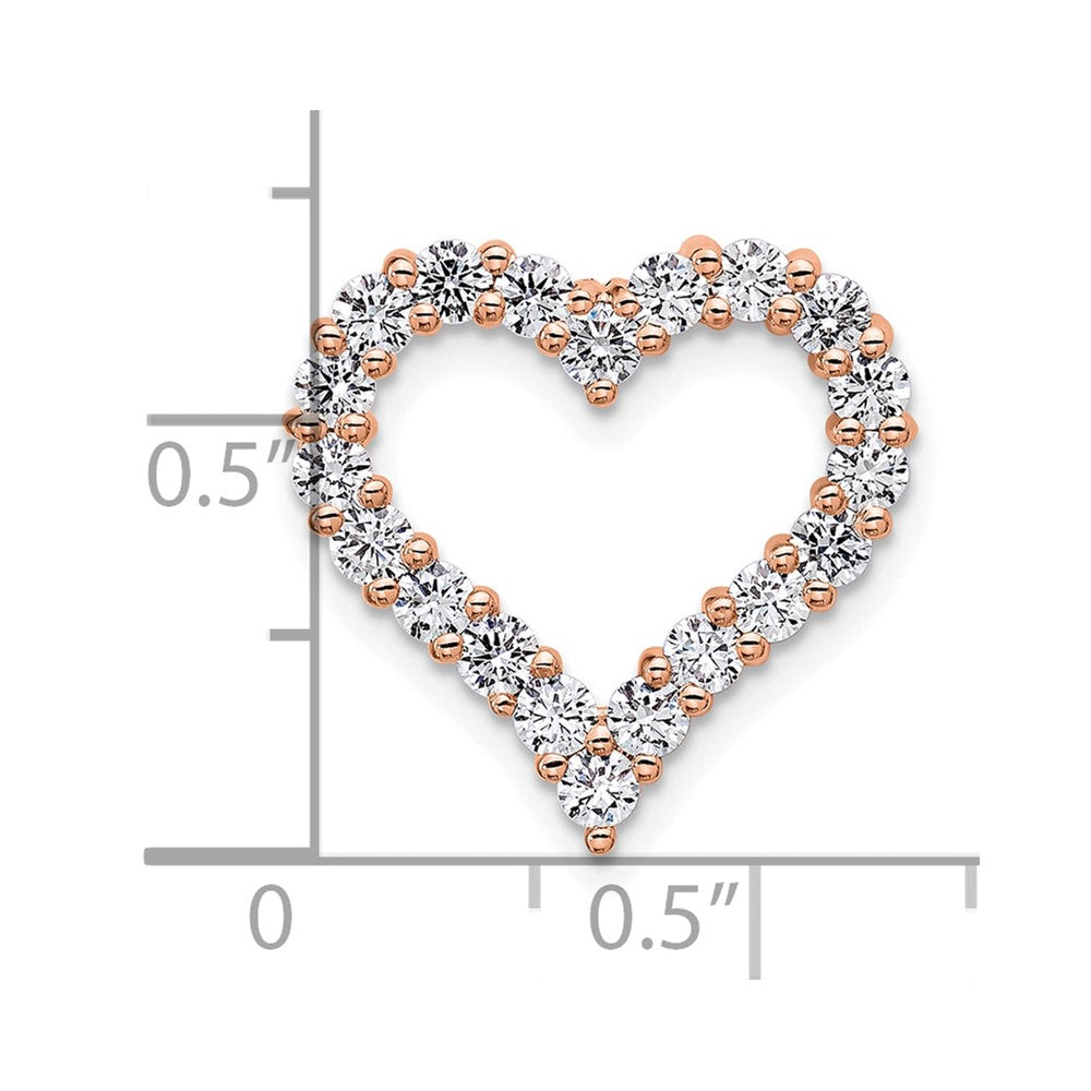 14k Rose Gold 1 carat Lab Grown Diamond VS/SI+ G+ Complete Heart Chain Slide Pendant