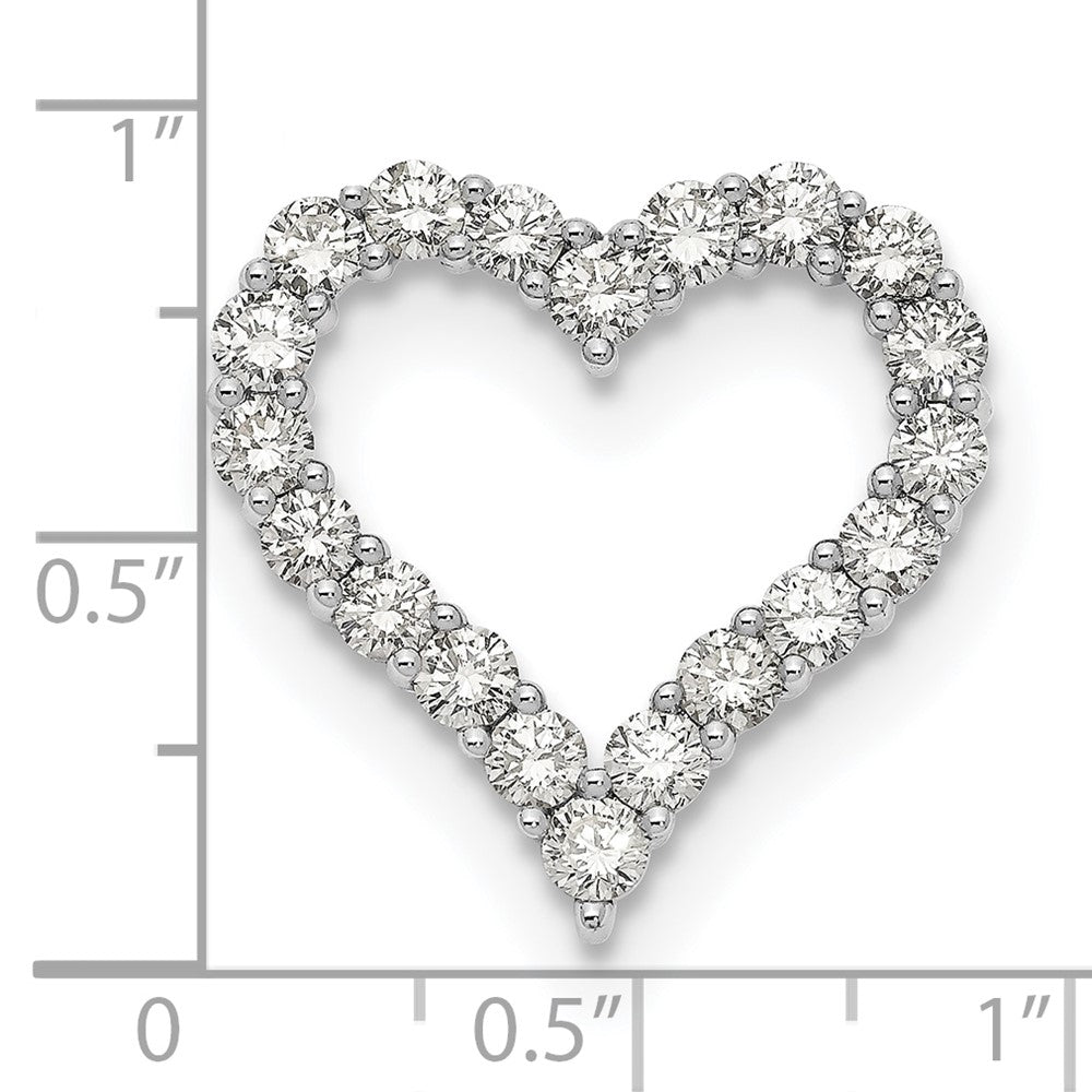 14k White Gold 2 carat Lab Grown Diamond VS/SI+ G+ Complete Heart Chain Slide Pendant