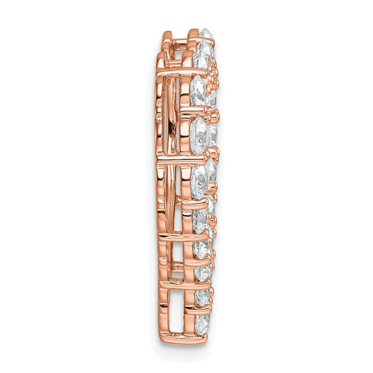 14k Rose Gold 3 carat Lab Grown Diamond VS/SI+ G+ Complete Heart Chain Slide Pendant