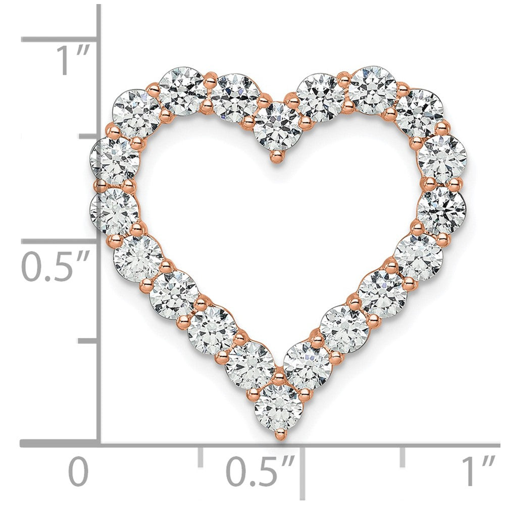 14k Rose Gold 3 carat Lab Grown Diamond VS/SI+ G+ Complete Heart Chain Slide Pendant