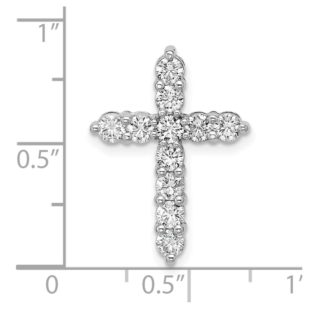 14k White Gold 1 carat Lab Grown Diamond VS/SI+ G+ Complete Cross Chain Slide Pendant