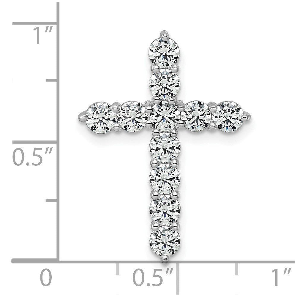 14k White Gold 2 carat Lab Grown Diamond VS/SI+ G+ Complete Cross Chain Slide Pendant