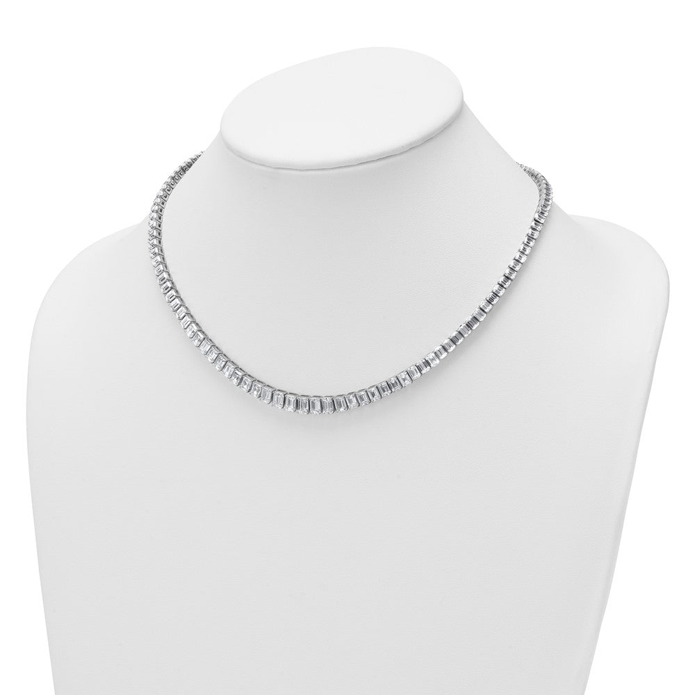 14k White Gold 29 1/6 carat Lab Grown Diamond VS/SI+ G+ Complete 17 inch Emerald Graduated Tennis Necklace