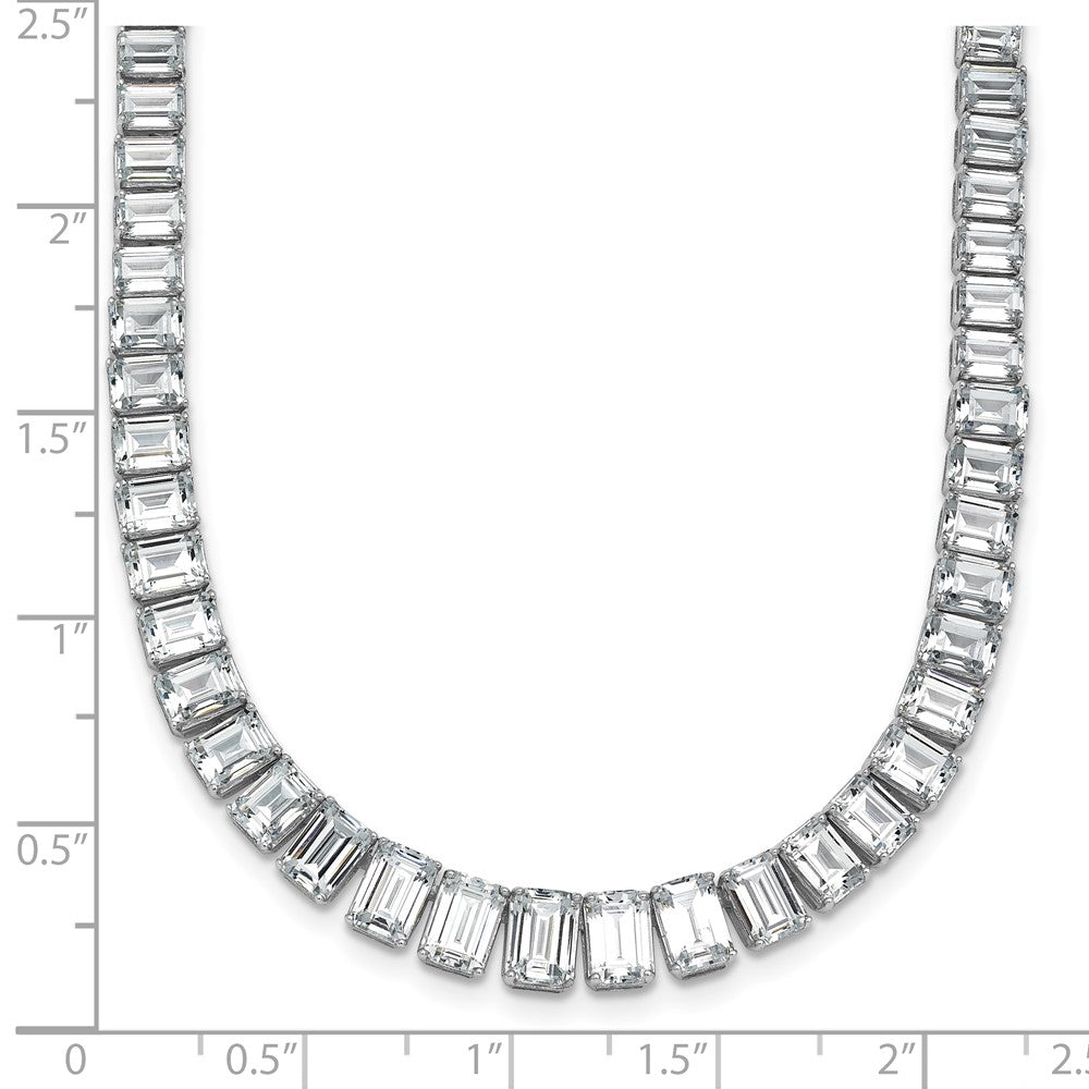 14k White Gold 29 1/6 carat Lab Grown Diamond VS/SI+ G+ Complete 17 inch Emerald Graduated Tennis Necklace