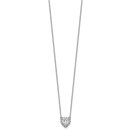 14k White Gold 1 1/5 carat Lab Grown Diamond VS/SI+ G+ Complete 16 inch Halo Heart Necklace