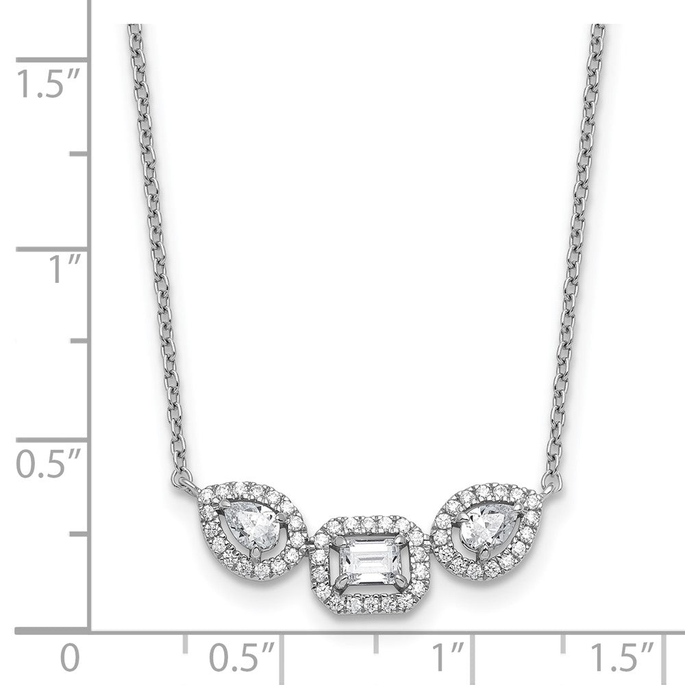 14k White Gold 3/4 carat Lab Grown Diamond VS+ F+ Complete 18 inch Three Stone Fashion Necklace