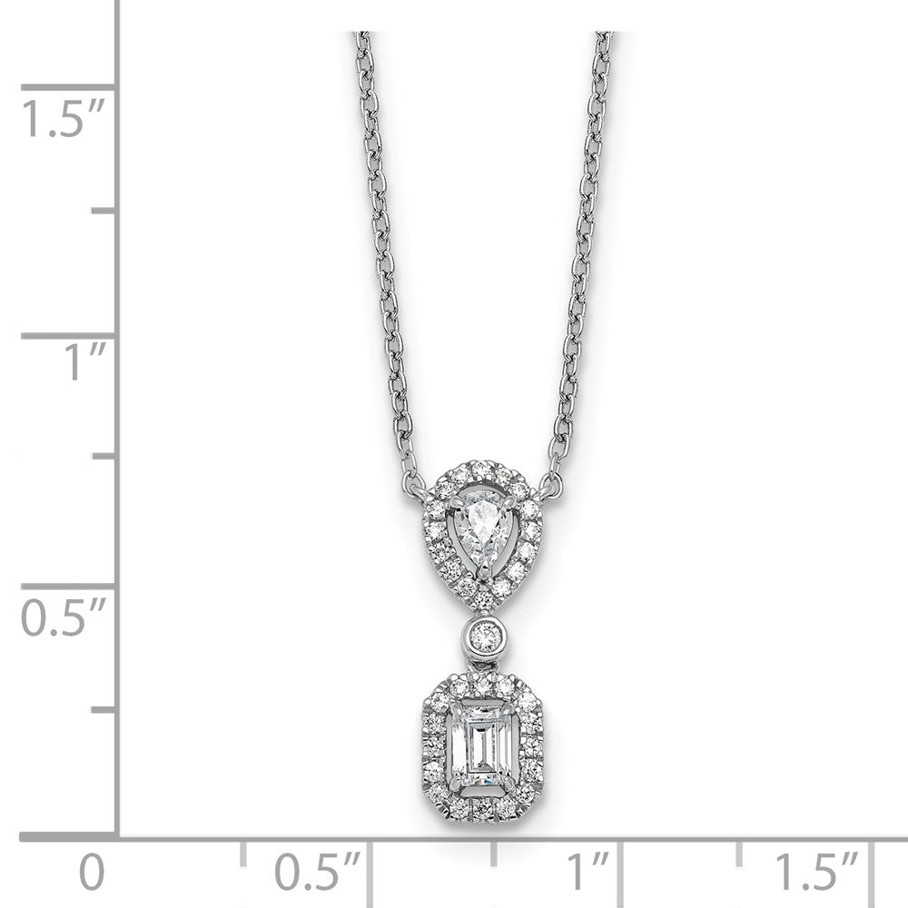 14k White Gold 1/2 carat Lab Grown Diamond VS+ F+ Complete 18 inch Halo Dangle Fashion Necklace