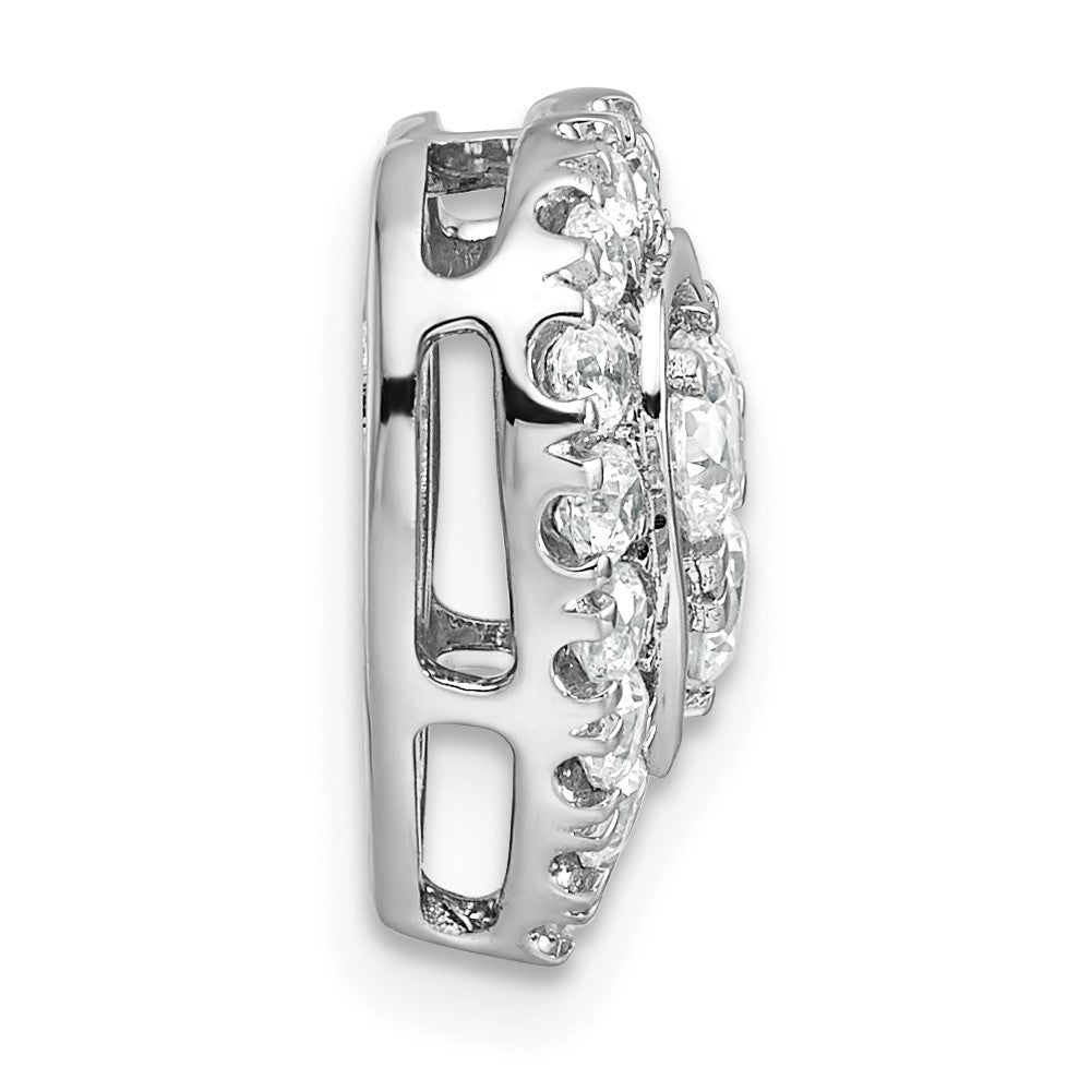 14k White Gold 7/8 carat Lab Grown Diamond VS/SI+ G+ Complete Halo Heart Chain Slide Pendant