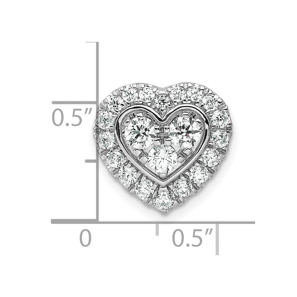 14k White Gold 7/8 carat Lab Grown Diamond VS/SI+ G+ Complete Halo Heart Chain Slide Pendant