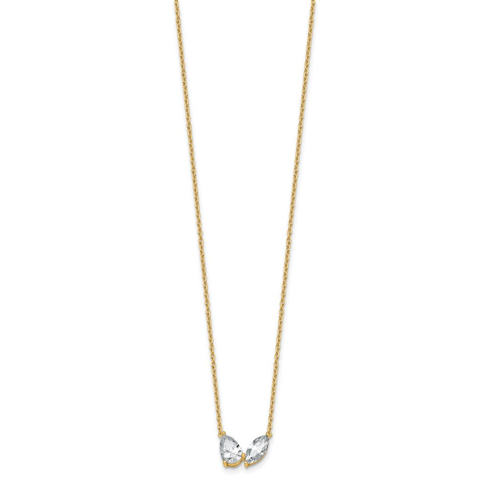True Origin 14K Yellow Gold 1 5/8 carat Lab Grown Diamond VS+ F+ 18 in Complete Two Stone Necklace