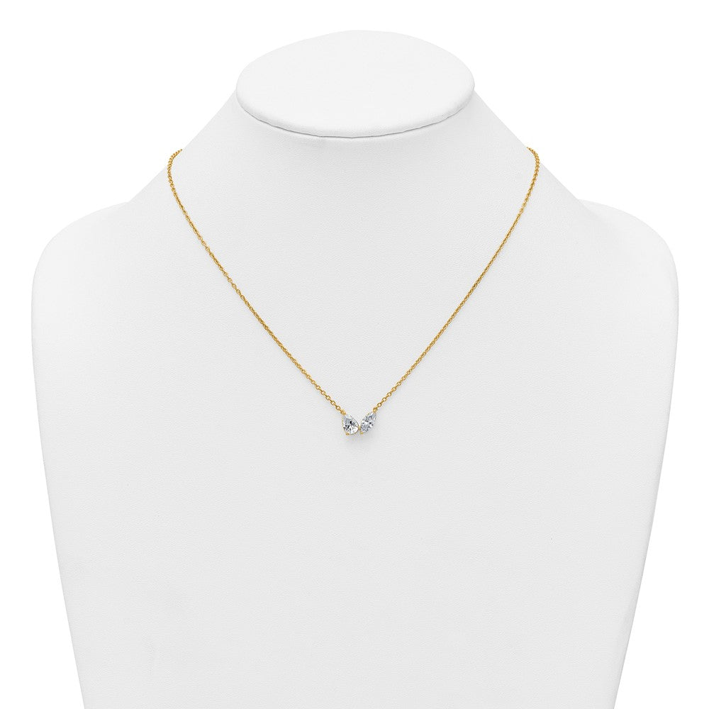True Origin 14K Yellow Gold 1 5/8 carat Lab Grown Diamond VS+ F+ 18 in Complete Two Stone Necklace
