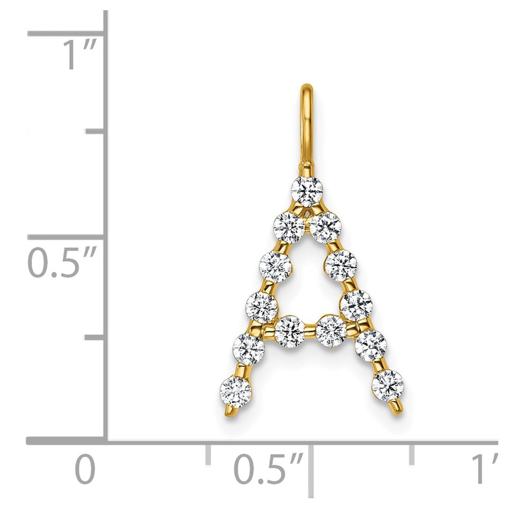 True Origin 14K Yellow Gold 3/8 carat Lab Grown Diamond VS+ F+ Complete Alphabet A Pendant