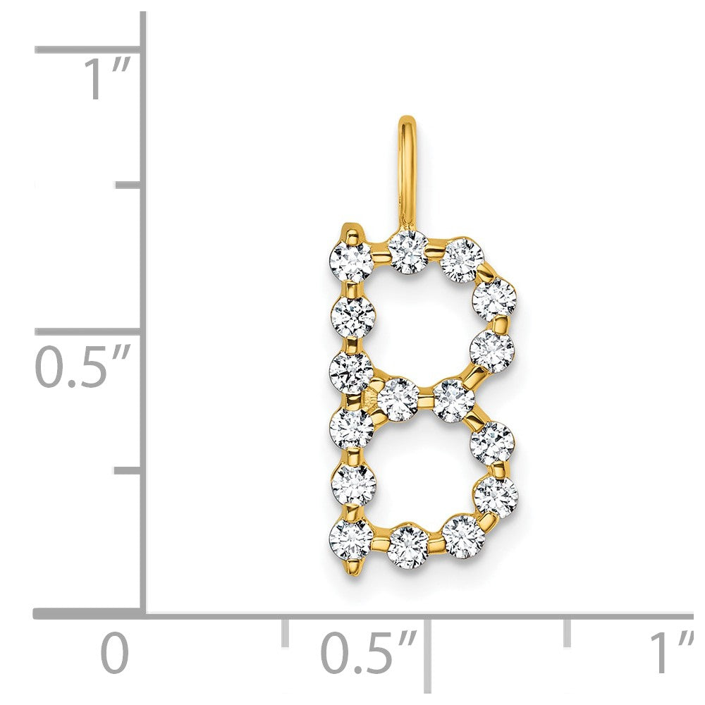 True Origin 14K Yellow Gold 1/2 carat Lab Grown Diamond VS+ F+ Complete Alphabet B Pendant