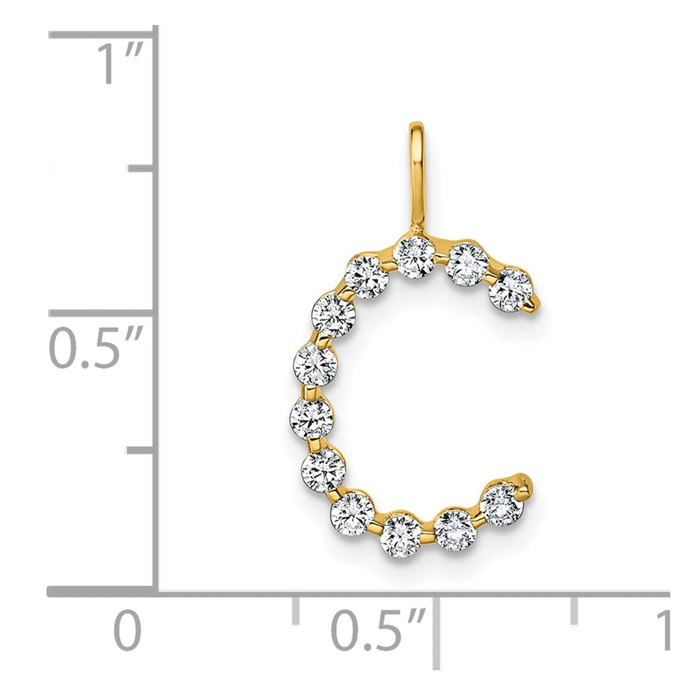 True Origin 14K Yellow Gold 3/8 carat Lab Grown Diamond VS+ F+ Complete Alphabet C Pendant