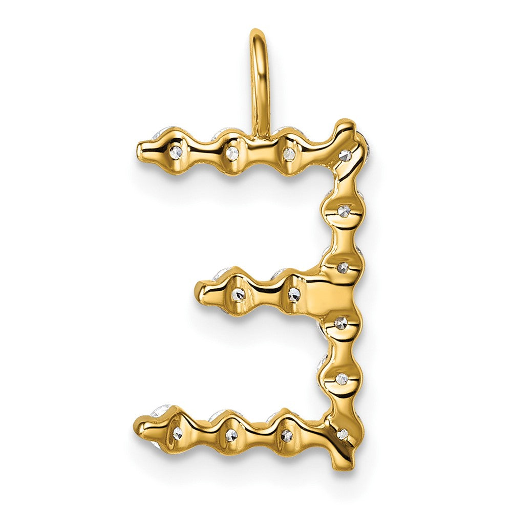 True Origin 14K Yellow Gold 1/2 carat Lab Grown Diamond VS+ F+ Complete Alphabet E Pendant