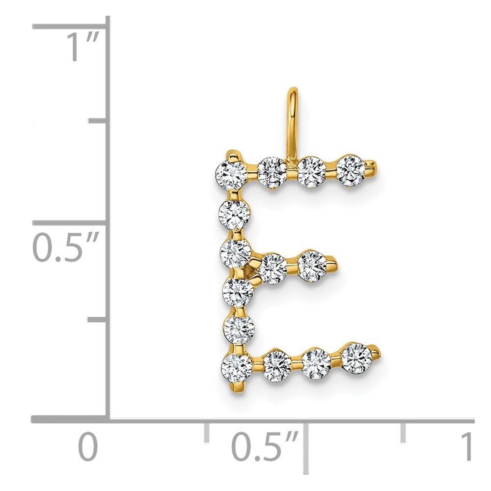 True Origin 14K Yellow Gold 1/2 carat Lab Grown Diamond VS+ F+ Complete Alphabet E Pendant