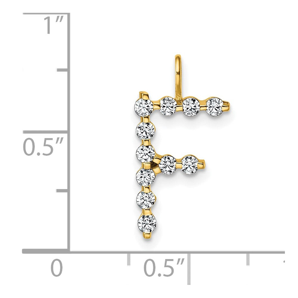 True Origin 14K Yellow Gold 3/8 carat Lab Grown Diamond VS+ F+ Complete Alphabet F Pendant
