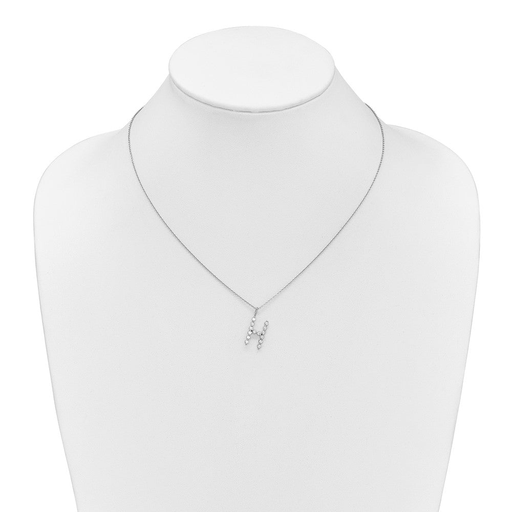True Origin 14K White Gold 1/2 carat Lab Grown Diamond VS+ F+ Complete Alphabet H Pendant Necklace