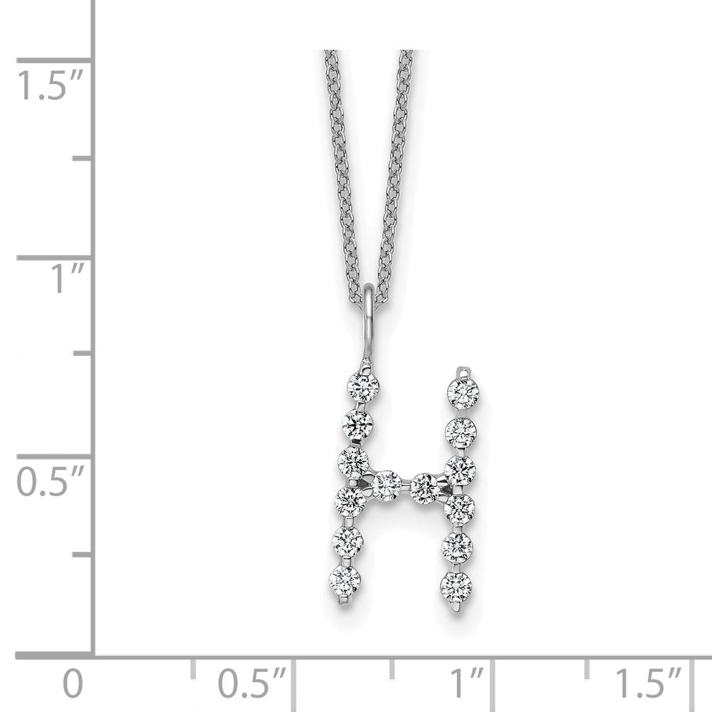True Origin 14K White Gold 1/2 carat Lab Grown Diamond VS+ F+ Complete Alphabet H Pendant Necklace