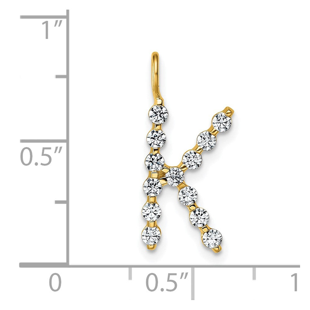 True Origin 14K Yellow Gold 3/8 carat Lab Grown Diamond VS+ F+ Complete Alphabet K Pendant
