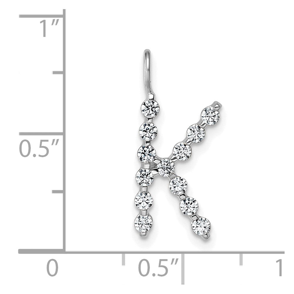 True Origin 14K White Gold 3/8 carat Lab Grown Diamond VS+ F+ Complete Alphabet K Pendant