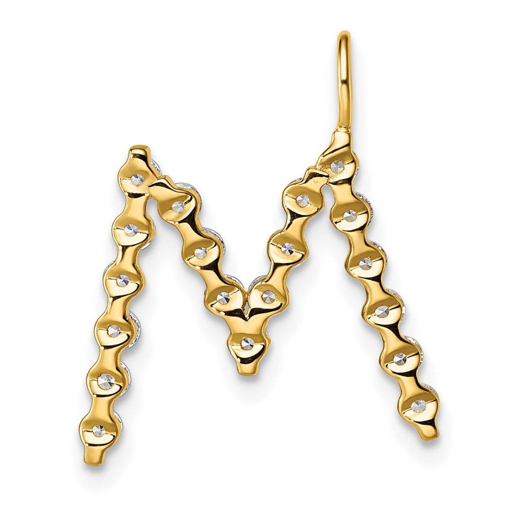 True Origin 14K Yellow Gold 5/8 carat Lab Grown Diamond VS+ F+ Complete Alphabet M Pendant